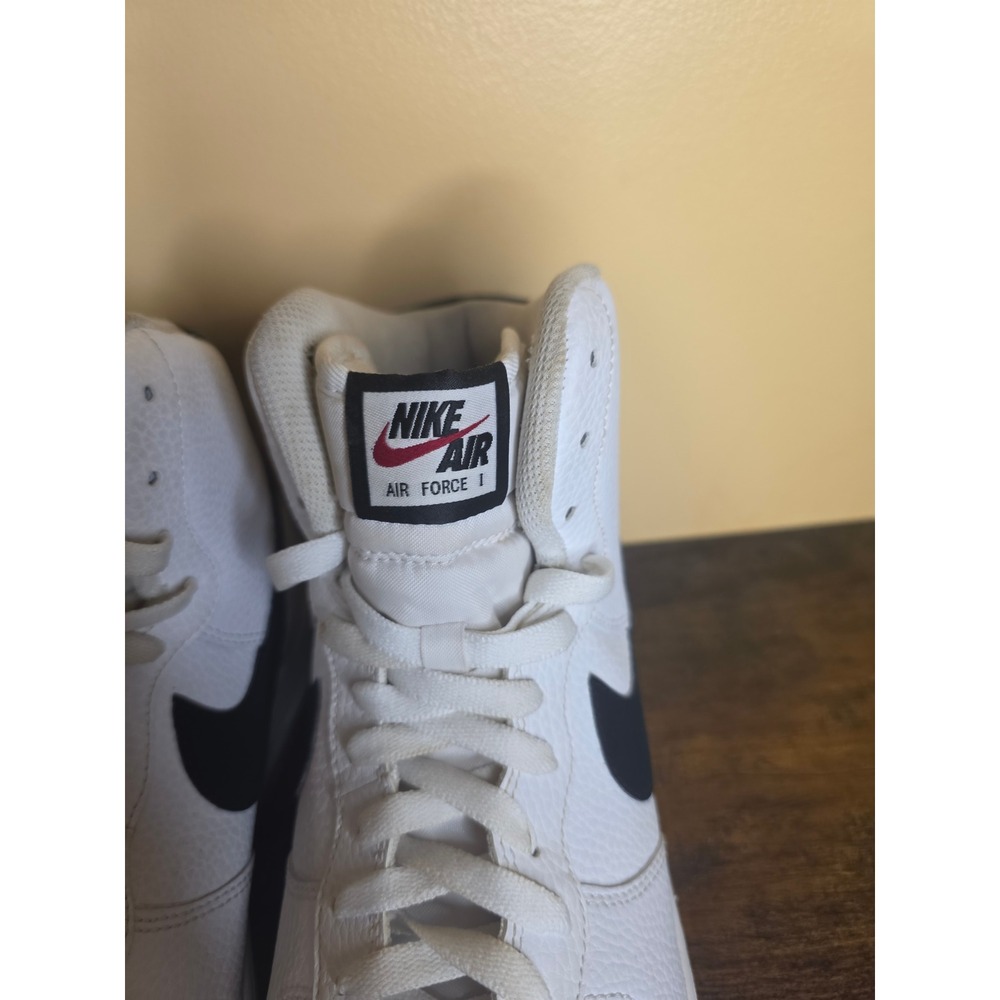 Nike Air Force 1 High White Black Gum Sole Tumbled Leather Sneakers Mens 11.5 - Picture 9 of 13